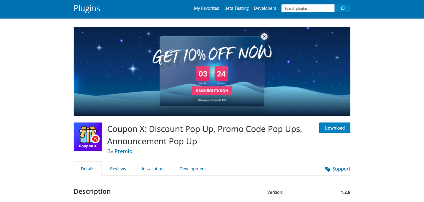 Coupon X Plugin on WordPress